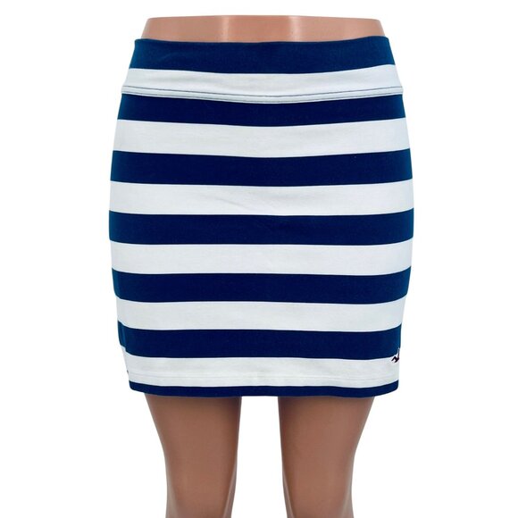 Vintage Y2K Hollister Jersey Stretch Blue & White Striped Bodycon Mini Skirt - Picture 7 of 16